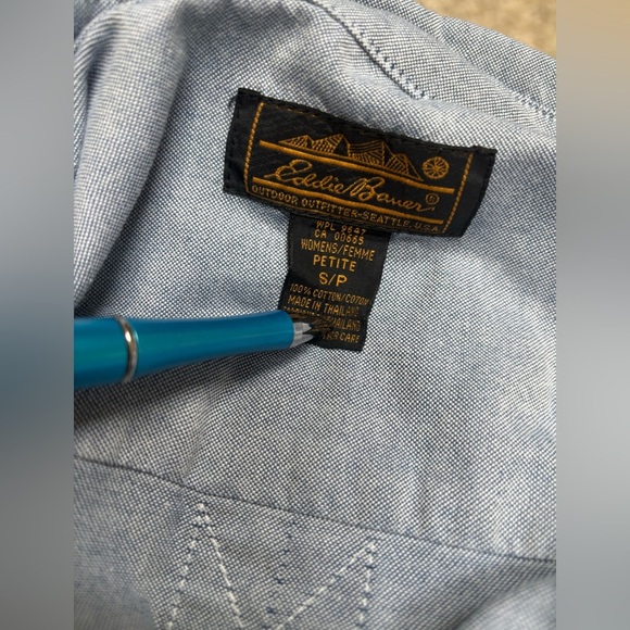 VTG EDDIE BAUER PRAIRIE COTTAGE CORE LIGHT BLUE CHAMBRAY DENIM MAXI DRESS SZ S-P - Picture 4 of 8